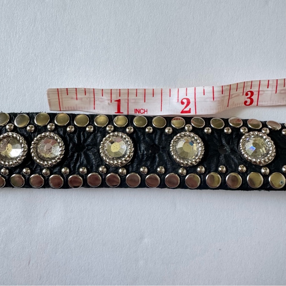 Kippys Swarovski crystal leather western Y2K black an silver trendy country belt - Picture 9 of 15